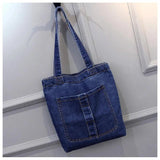 Casual Large Capacity Women Shoulder Bags Canvas Denim Zipper Shopping Bag