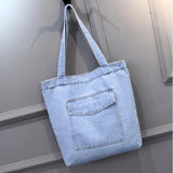 Casual Large Capacity Women Shoulder Bags Canvas Denim Zipper Shopping Bag