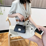 Crocodile Pattern Shoulder Bag Chain PU Leather Messenger Bag