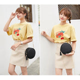 Women Leather Round Shoulder Bag Tassel Circular Plaid Purse Crossbody Messenger