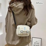 Patchwork Messenger Bag Women Casual Nylon Crossbody Bags Retro Handbags