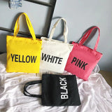 Canvas Beach Travel Bag Letters Women Shoulder Handbags Zipper Bag