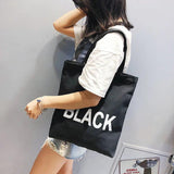 Canvas Beach Travel Bag Letters Women Shoulder Handbags Zipper Bag
