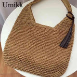 Summer Straw Shoulder Bag Large Rattan Handbag