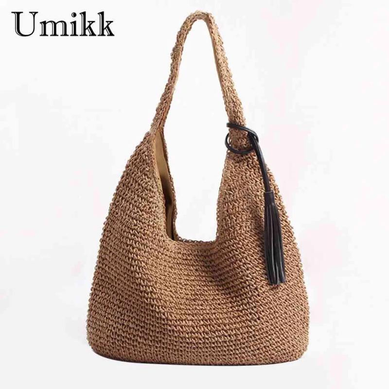 Summer Straw Shoulder Bag Large Rattan Handbag