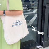 Letters Printing Canvas Shoulder Bag Eco Reusable Cotton Tote Handbag