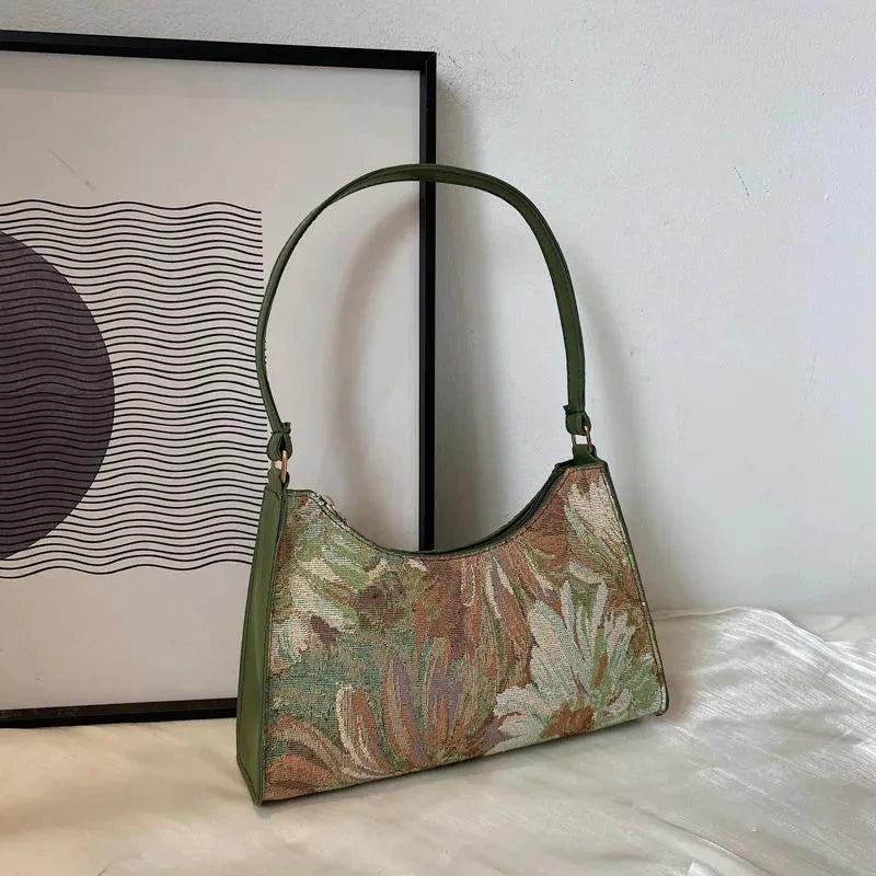 Oil Painting Shoulder Bag for Women Small Handbag