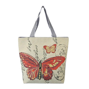 Qiaoduo Cartoon Embroidery Canvas Handbag Casual Tote Large Capacity