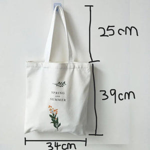 Qiaoduo Women's Canvas Shoulder Bag Flowers Printing Shopping Bag Lady Handbag