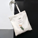 Qiaoduo Women's Canvas Shoulder Bag Flowers Printing Shopping Bag Lady Handbag