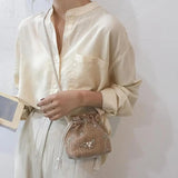 Straw Beach Bag Flower Embroidery Lace Crossbody