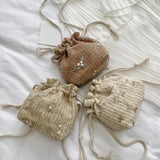 Straw Beach Bag Flower Embroidery Lace Crossbody