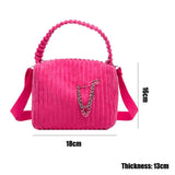 Corduroy Bag Women Shoulder Handbag Crossbody Bucket Bag