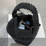 Corduroy Bag Women Shoulder Handbag Crossbody Bucket Bag