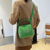 Corduroy Bag Women Shoulder Handbag Crossbody Bucket Bag