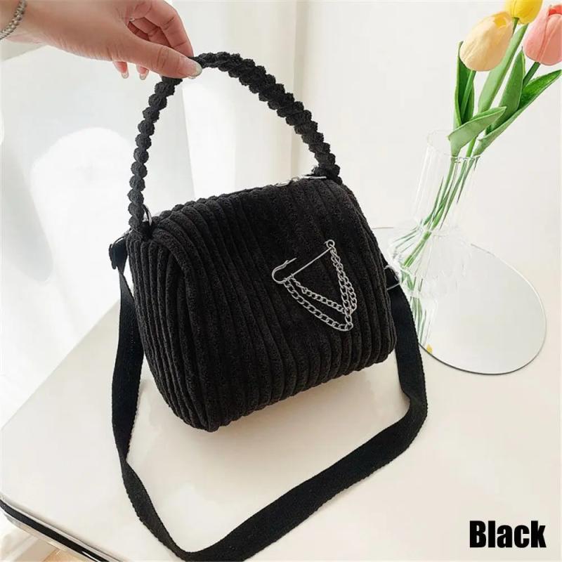 Corduroy Bag Women Shoulder Handbag Crossbody Bucket Bag