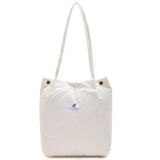 Large Capacity Flannel Tote Bag for Women, Soft Cotton Handbag