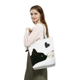Watercolor Cat Print Tote Bag - Womens Reusable Shopping Handbag