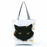 Watercolor Cat Print Tote Bag - Womens Reusable Shopping Handbag