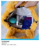 Plush Smiley Face Women Shoulder Bag Soft Faux Fur Chain Messenger Purse