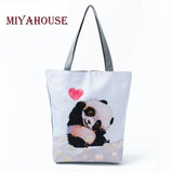 Miyahouse Panda Canvas Tote Handbags High Capacity Women Shopping Bag