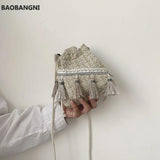 Chinese Style Messenger Shoulder Bag Costume Cloth Purse Tassel Bucket Bag