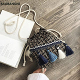 Chinese Style Messenger Shoulder Bag Costume Cloth Purse Tassel Bucket Bag