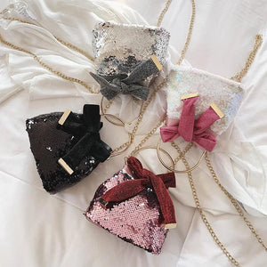 Sequins Mini Bucket Bag Crossbody Handbag