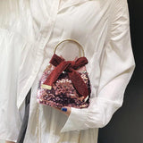 Sequins Mini Bucket Bag Crossbody Handbag