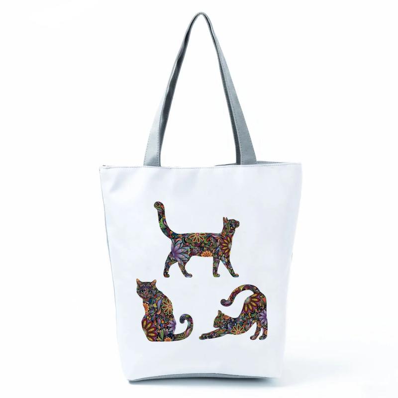 Floral Pet Print Women Tote Handbag Casual Travel Shoulder Bag