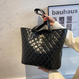 Large Capacity Diamond Check Bag Women's Tote Casual Handbag