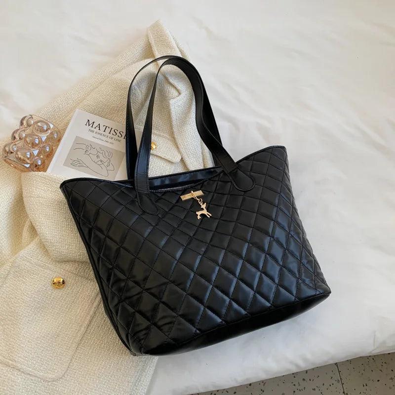 Large Capacity Diamond Check Bag Women's Tote Casual Handbag