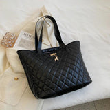 Large Capacity Diamond Check Bag Women's Tote Casual Handbag