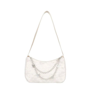 Women Small Shoulder Underarm Bag Vintage Butterfly Chain Zipper Purse