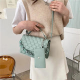 Textured Chain Shoulder Bag Crossbody Small Square Bag