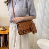 Textured Chain Shoulder Bag Crossbody Small Square Bag