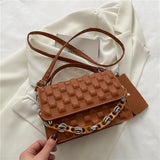Textured Chain Shoulder Bag Crossbody Small Square Bag
