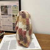 Plaid Pendant Shoulder Tote Bag for Women