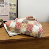 Plaid Pendant Shoulder Tote Bag for Women