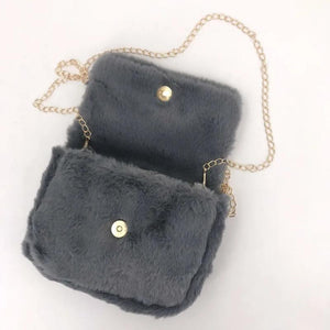 Faux Fur Printed Shoulder Bag Lady Crossbody Hobo Handbag