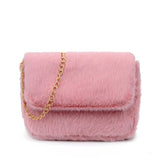 Faux Fur Printed Shoulder Bag Lady Crossbody Hobo Handbag