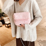 Faux Fur Printed Shoulder Bag Lady Crossbody Hobo Handbag