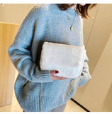 Faux Fur Printed Shoulder Bag Lady Crossbody Hobo Handbag