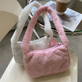Women Plush Shoulder Bag Soft Underarm Tote Large Capacity