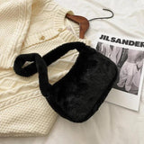 Women Plush Shoulder Bag Soft Underarm Tote Large Capacity