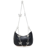 Women PU Leather Shoulder Bag Vintage Butterfly Chain Mini Handbag