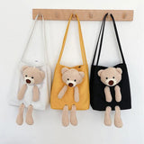 Bear Women Canvas Handbags All-match Ladies Shoulder Bag
