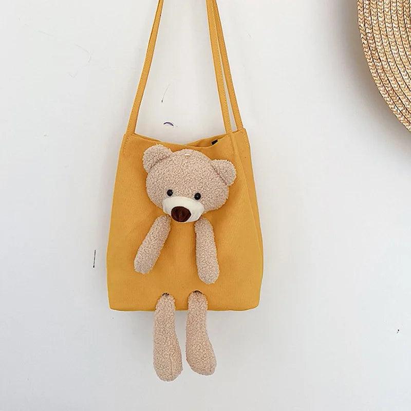 Bear Women Canvas Handbags All-match Ladies Shoulder Bag
