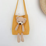 Bear Women Canvas Handbags All-match Ladies Shoulder Bag
