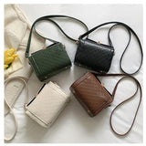 Vintage Plaid Crossbody Bag Women PU Leather Handbag Flap Small Purse